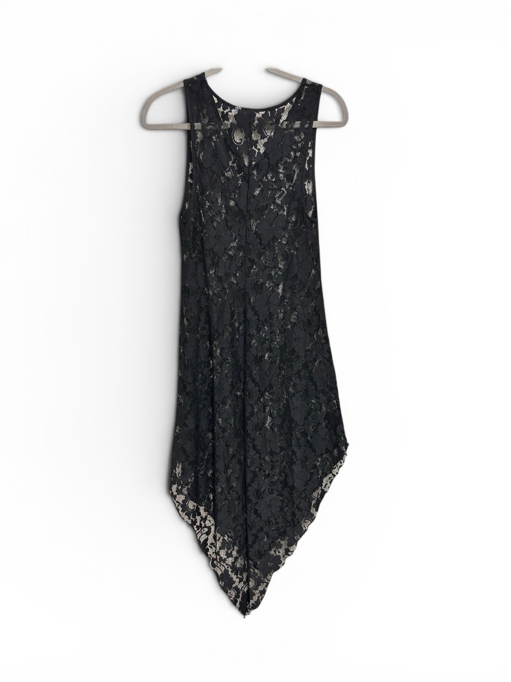 H&M Black Lace Asymmetrical Dress with Floral Pattern